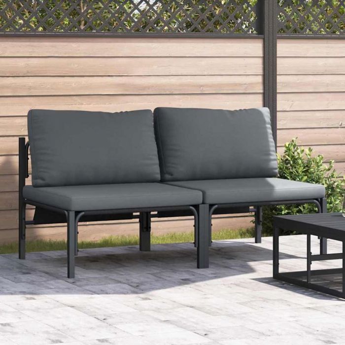 Canapé de jardin - VIDAXL - Banquette 2 pcs - Anthracite - Acier revêtu - Modulable 80 x 80 x 71 cm