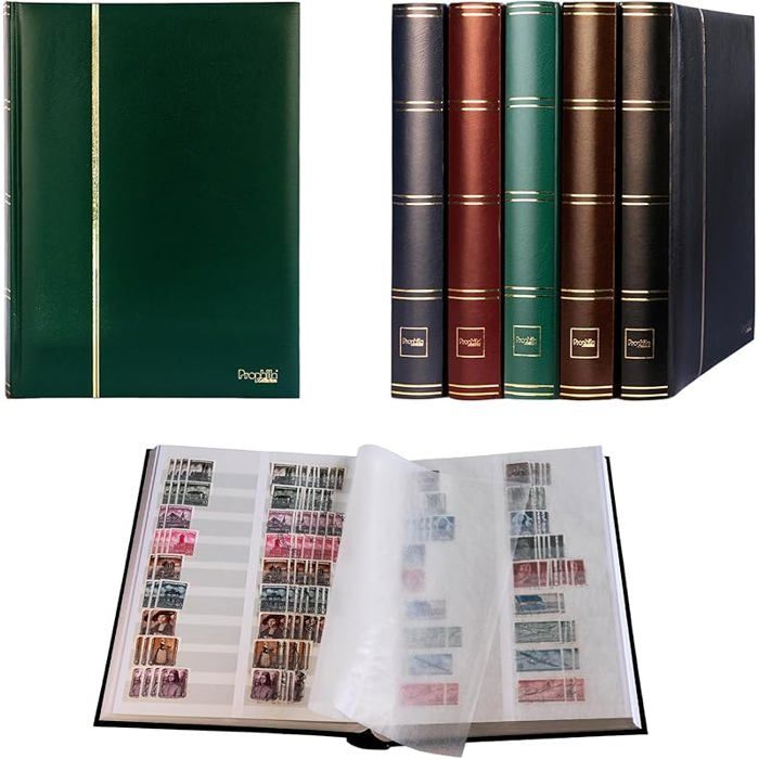 Album de timbres Prophila haut de gamme 64 pages classeur vert rembourré Album de timbres Prophila haut de gamme 64 pages classeur vert rembourré