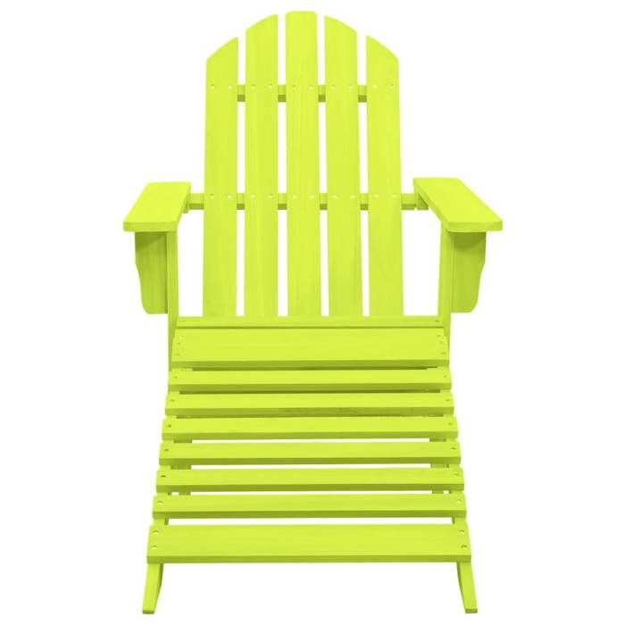 SALE 2026Fauteuil patios balcons Vert - Chaise de jardin - KENNETH - Adirondack avec pouf bois de sapin solide vert 70x147 5x88