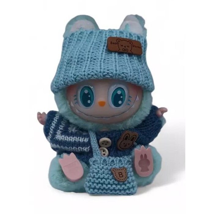 1 HABIT HABIT BLEU POUR PELUCHE LABUBU 16 CM ET ACCESSOIRE + 1 PELUCHE PORTE CLÉS OFFERT CADEAUX ANNIVERSAIRE /NOËL