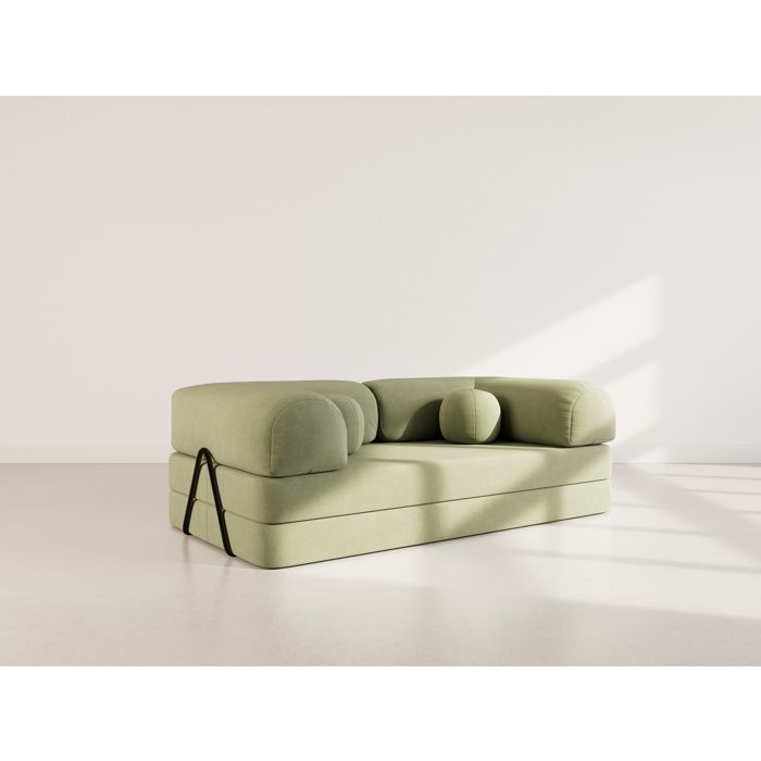 Nebula - Canapé 3 places convertible en velours texturé - Vert sauge