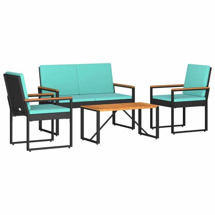 Style minimaliste - Salon de Jardin - Ensemble de meubles dextérieur 4 pcs Noir et turquoise - 80x40x38 cm dfa5078563