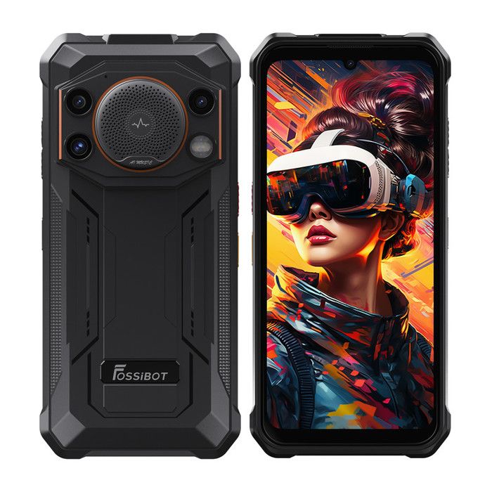 FOSSiBOT F110L IP68/IP69K 10000mAh étanche 50MP OIS Android 15 lampe puissante + capteur pression Couleur orange