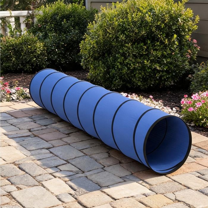 Tunnel dagilité en polyester 300x50 cm soft blue jeu extérieur pour chien