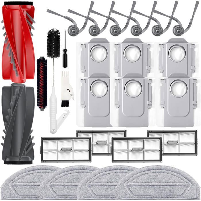 Saros 20 Accessoires Pour Roborock Saros 20 26 Pièces De Rechange 2 Brosses Principales 6 Brosses Latérales 6 Sacs À Poussière