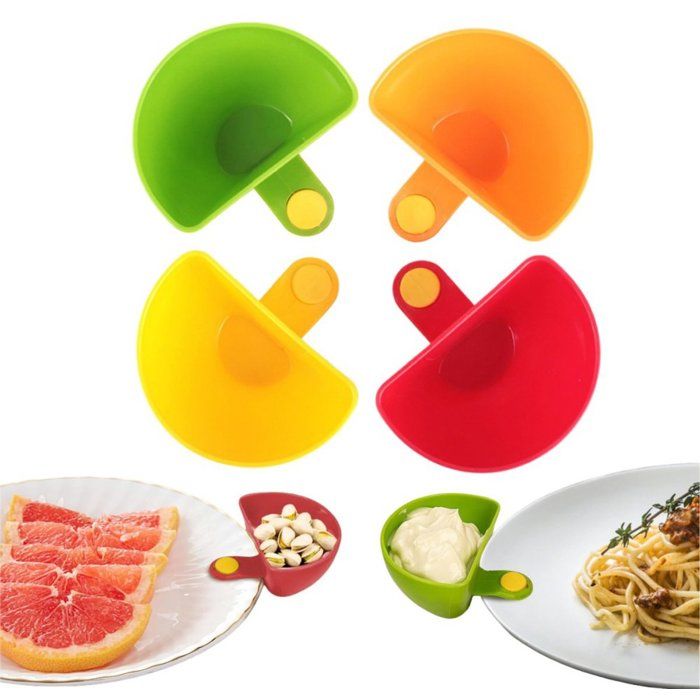 Lot de 4 coupelles à sauce avec clip bols apéritif à fixer sur assiette pour dips snacks et condiments