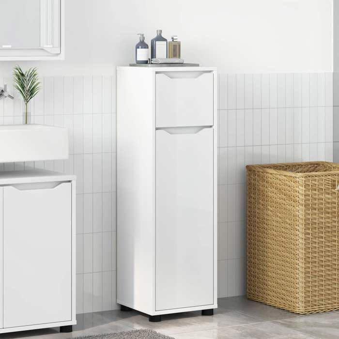 Cabinet de salle de bain avec tiroir - vidaXL - meuble salle de bain - Blanc - 305 x 30 x 101 cm - 1 porte - 2 étagères dxp63q1624