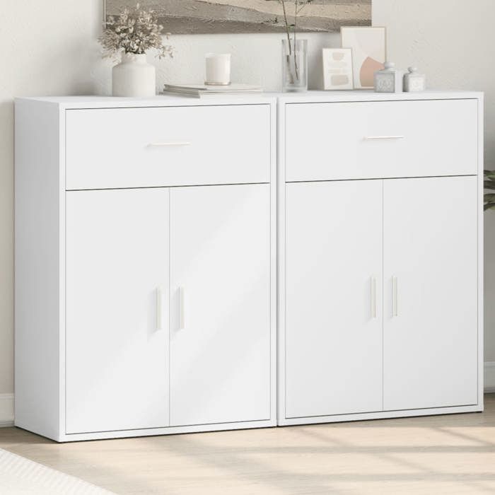 Blanc Buffets 2 pcs blanc 60x30x84 cm bois dingénierie - Meuble Rangement LV28579