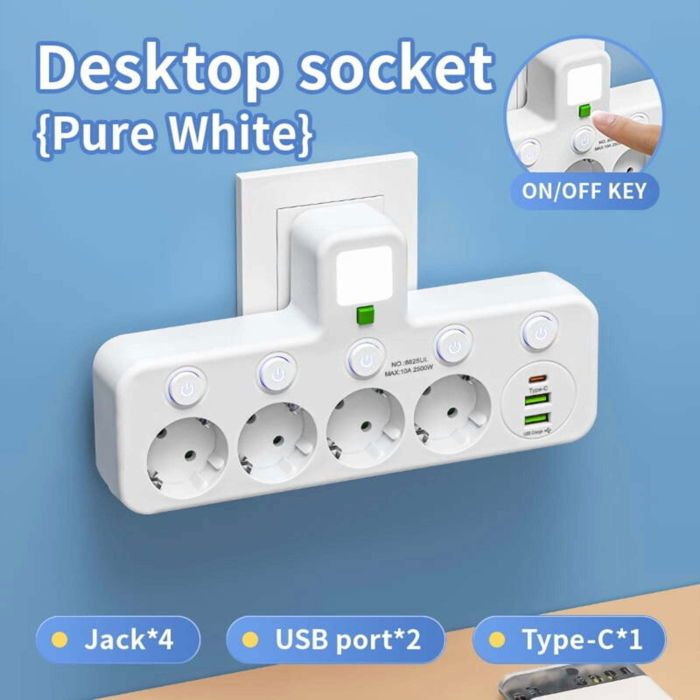 Prise électrique multifonctionnelle européenne 4 prises sans rallonge ports USB Type-C