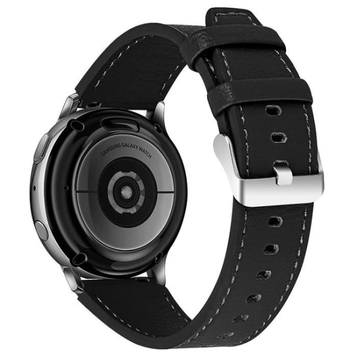 Bracelet Pour Montre Connectée 22mm Couche Vachette Véritable Cuir Remplacement Pour Samsung Gear S3 Classic -Noir