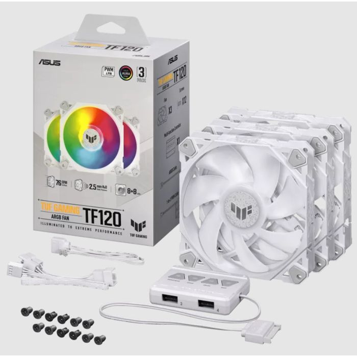 Ventilateur – ASUS – TUF Gaming TF120 ARGB – 120mm – RGB-Controller – Blanc