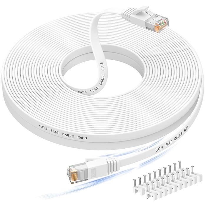 Câble Ethernet 20m, RJ45 Cat 6 Cable réseau, Cable Internet haut débit avec  connecteur testeur rj45 pour modem routeur swtich, - Cdiscount Informatique