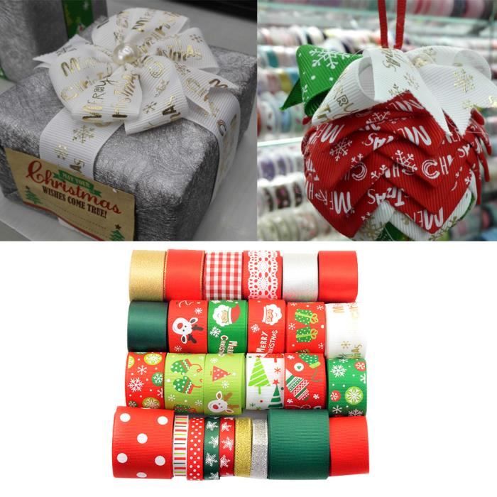 Ruban de Noël, flocon de neige Imprimé Ruban cadeau de Noël pour emballage  cadeau Arbre de Noël Emballage Gâteau Décoration de Noël Bricolage  Artisanat Ribb de Noël