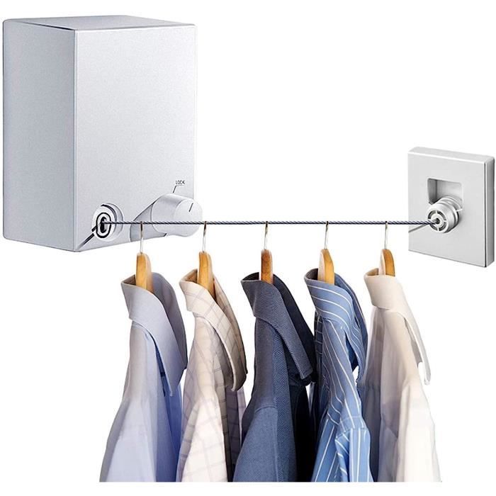 Corde À Linge Rétractable, Enrouleur Fil À Linge, Corde A Linge Portable Etendoir Fil Réglable 4