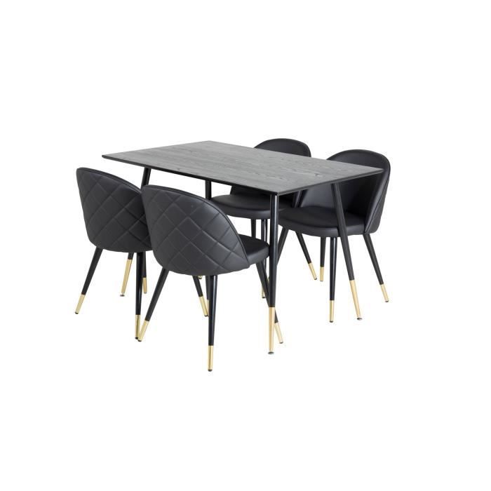 dipp120x85blbr ensemble table, table noir et 4 velvet chaises similicuir pu noir.