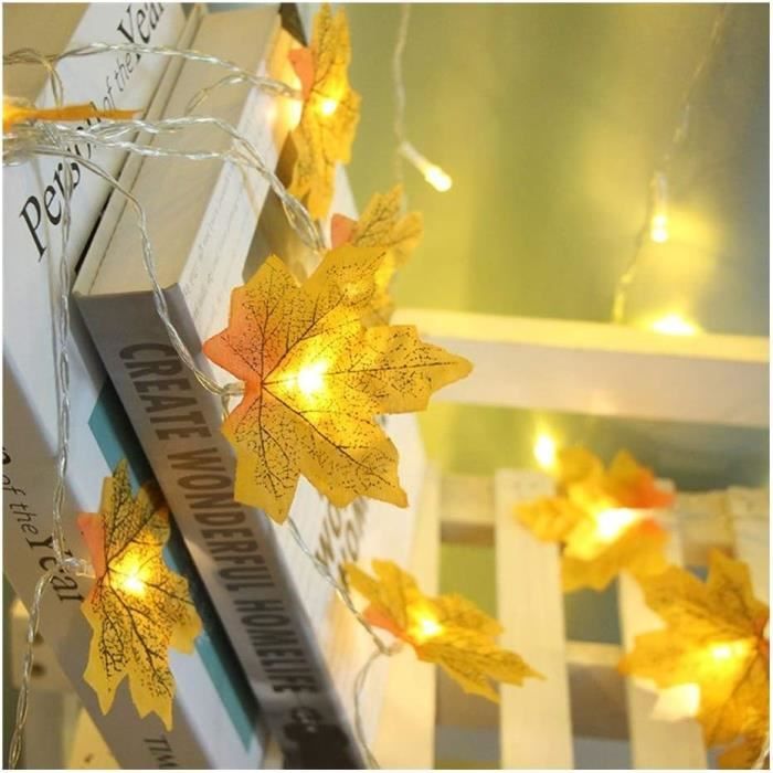 Guirlande Lumineuse Feuilles D'érable 20 LED - 3 M, étanche, à Piles (décoration Automne, Noël) - 3