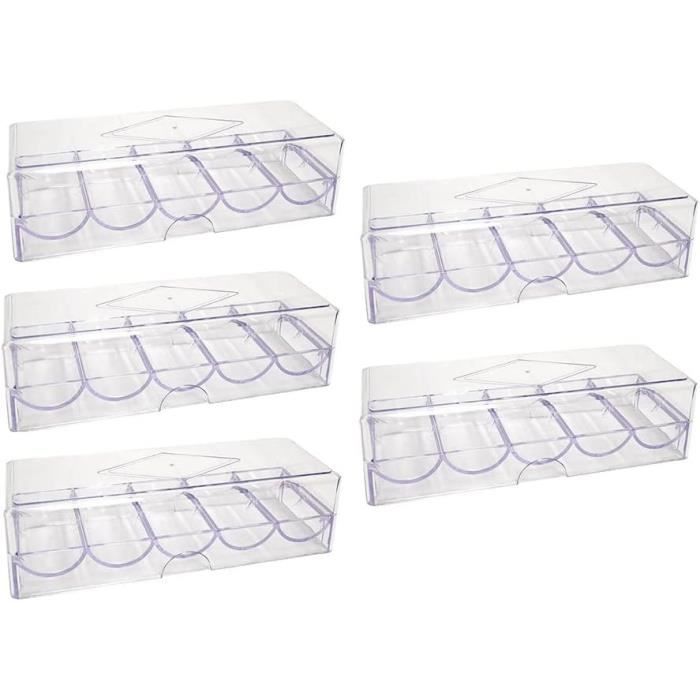Rack à Jetons De Poker En Acrylique Kleagary – Transparent, 5 Rangées De 20, Couvercle Inclus