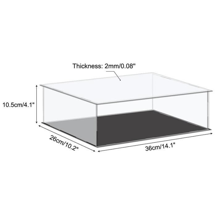 Vitrine Acrylique Transparente Avec Base Blanche - 40x20x30 Cm, Anti-Poussière Collection