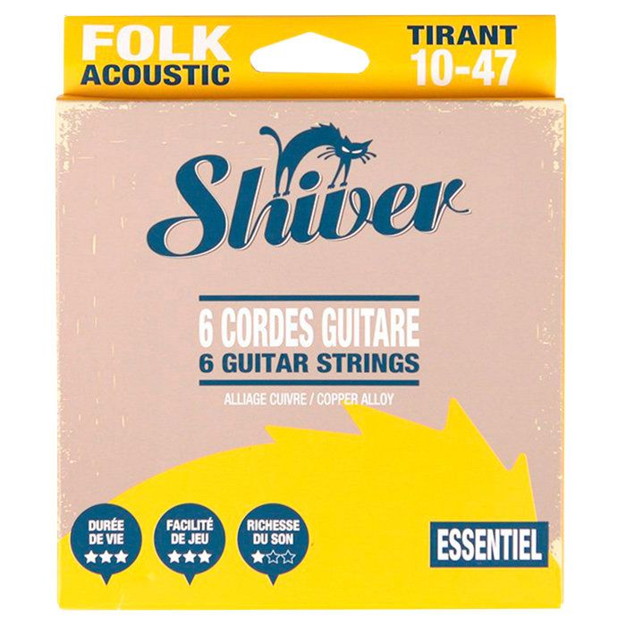 Shiver 6 Cordes Folk Essentiel 10-47 : Des Cordes Guitare Acoustique pour un Son Parfait et un Jeu Confortable à Moins de 5€