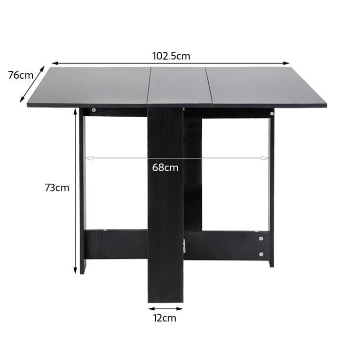 table de cuisine - soarroc - carré noir - bois massif - 103*76*73.4cm