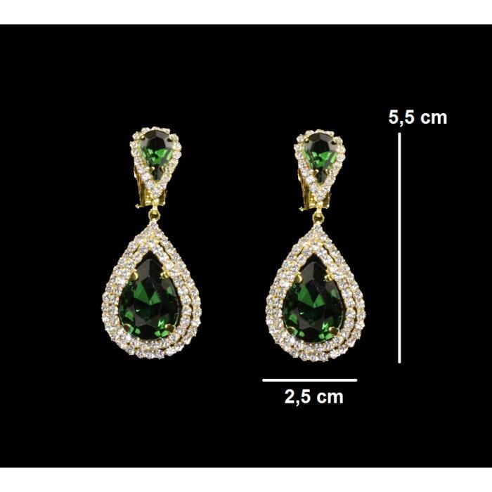 Boucles d'Oreilles Clips Carré Vert Mini Perle Vintage Style Soirée Mariage C5 