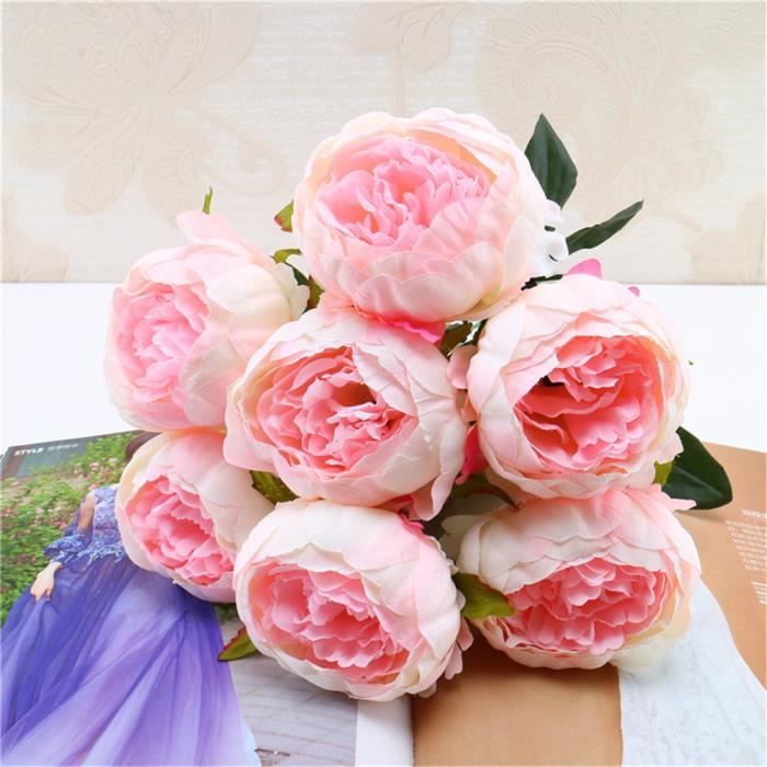 1 Bouquet De Fleurs De Soie De Pivoine Artificielle Vintage Pour La Decoration 0 Cdiscount Maison