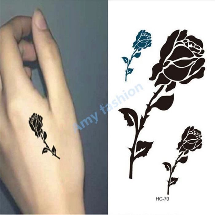 Belle Decoration Du Corps Noir Rose Inspire Bricolage Temporaire Tatouages Flash Autocollant De Tatouage Facile A Nettoyer Cdiscount Au Quotidien