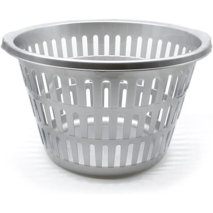 Panier à linge rond en plastique transport vestimentaire gris