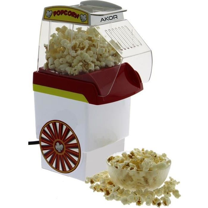 Ouverture Large avec Gobelet Doseur Antiadhésive Couvercle Amovible 1200 W Rouge IVEOPPE Machine à Popcorn à air Chaud Sans Huile et sans Graisse