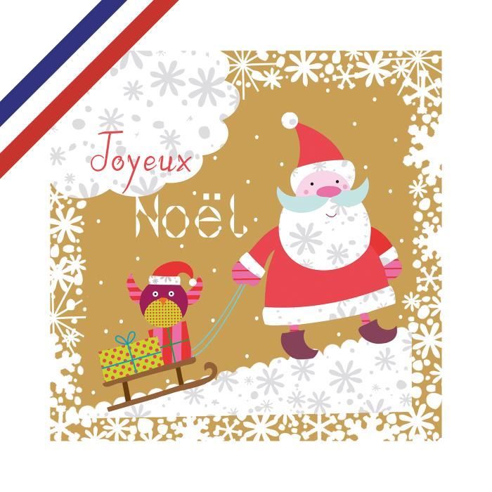 Carte Simple Joyeux Noel Pere Noel Et Traineau Cdiscount Beaux Arts Et Loisirs Creatifs