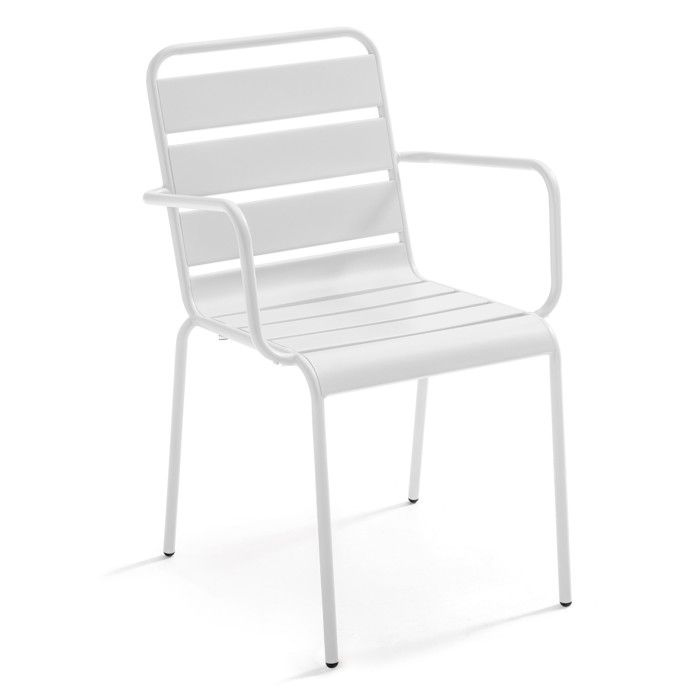 Fauteuil de jardin en métal blanc Palavas Oviala Fauteuil de jardin en métal blanc Palavas Oviala