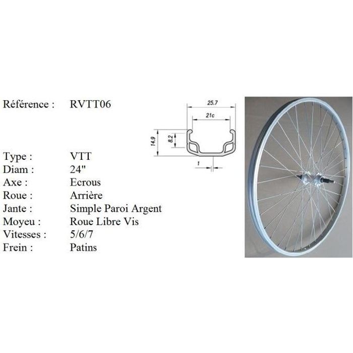 Roue arriere vtt 24 pouces 6 vitesses online