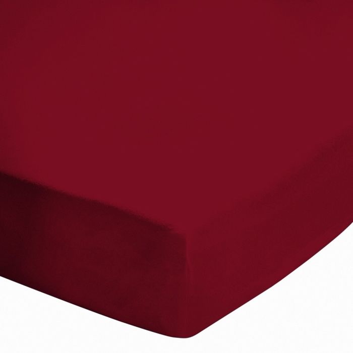 ALPES BLANC - Drap housse 120x190 bordeaux 100% coton - bonnet 30 cm fibres longues souples et douces qualité française supérieure