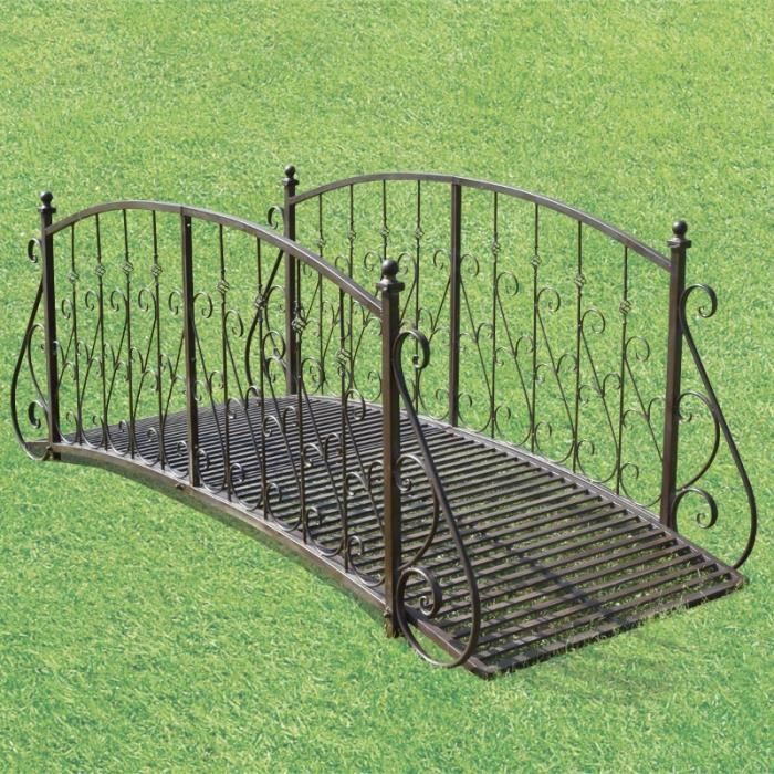 Pont Jardin Métal Décoration - 100x45x49cm, Style Rustique