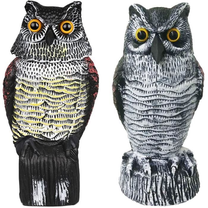 Fulenyi Répulsi F Pigeon - 27cm Effaroucheur D'oiseaux Forme D'Hibou Avec Yeux Lumineux Et Son Hululant, Anti-Oiseaux Epouvantail- Pour éloigner Pigeons Corbeau Et Plus