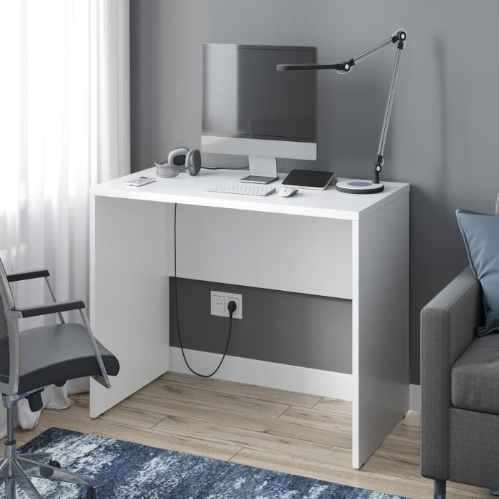 bureau blanc - table, bureau informatique, bureau ordinateur, travail, bureau pc | oslo 120 x 65 x 75 cm | home office, desk, white