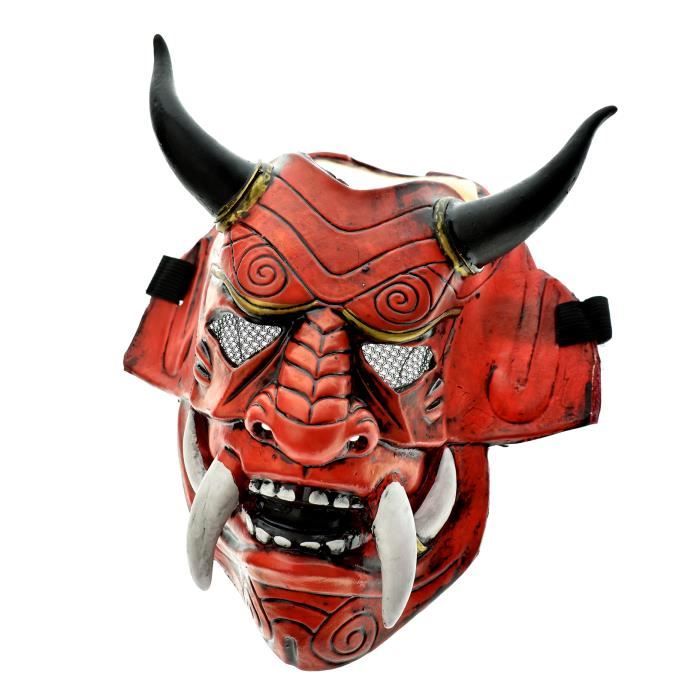 Masque Demi-Visage Japonais Hannya Demon - Style Samouraï Et Théâtre Noh Kabuki - Parfait Cosplay Et Halloween