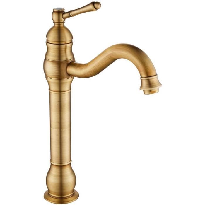 de salle de bain lavabo haut vintage tout bronze 360 ° rotation mitigeur