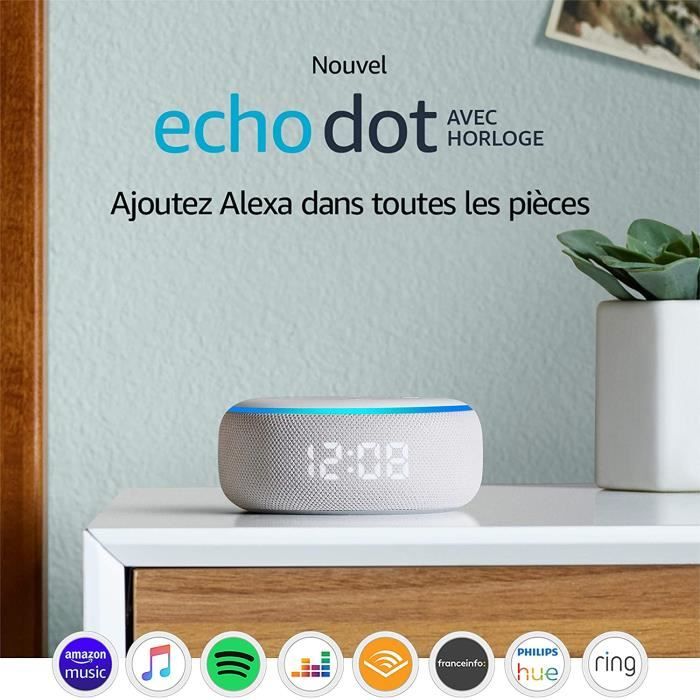 Nouvel Echo Dot (3ème génération), Enceinte connectée avec horloge et Alexa,  Tissu sable - Cdiscount TV Son Photo