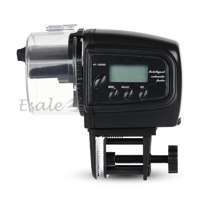 Nourrisseur Digital Automatique - Auto Food Feeder - Petit Aquarium - Noir - Alimentation Intérieure - Batterie