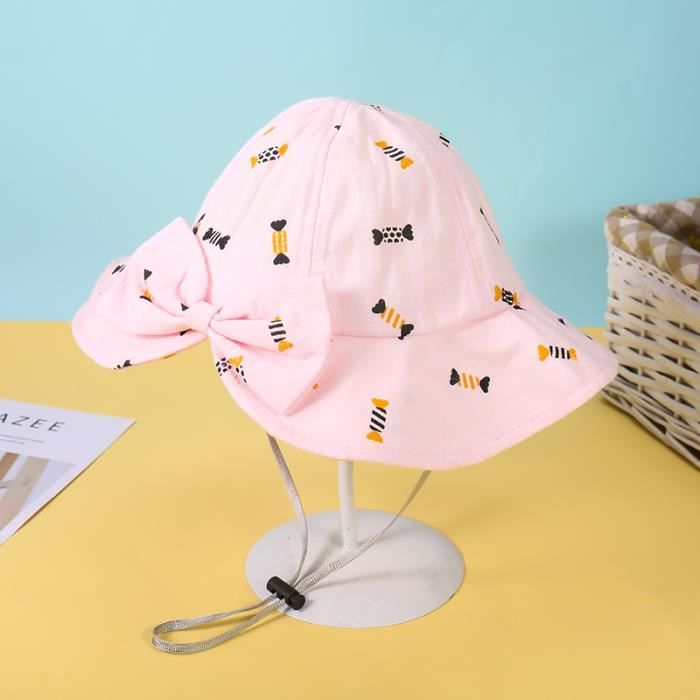 Chapeau de soleil à imprimé de dessin animé pour bébé, avec n?uds