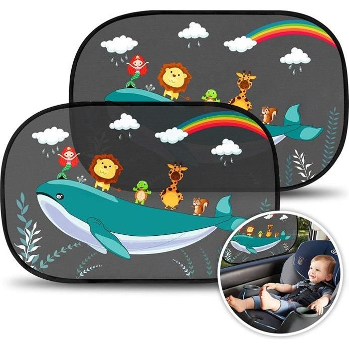 Pare Soleil Voiture Bebe Et Enfant Tres Sombre Avec Protection Uv Certifiee Adhesion Sans Ventouse 2 Pieces Pare Soleil Bebe Cdiscount Auto