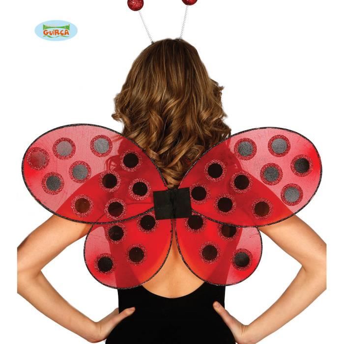 Déguisement Coccinelle Femme - Costume Avec Ailes, Serre-Tête Et Chaussettes - Pour Carnaval, Fête, Cosplay