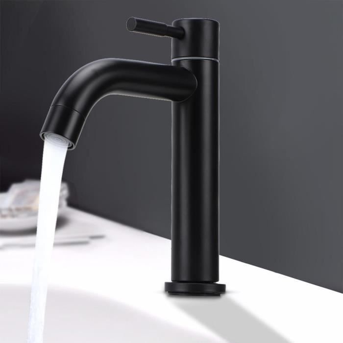 Type de coude sans tube GAESHOW G1//2in lavabo en acier inoxydable robinet d/'eau froide simple pour toilette de salle de bain noir beau et délicat