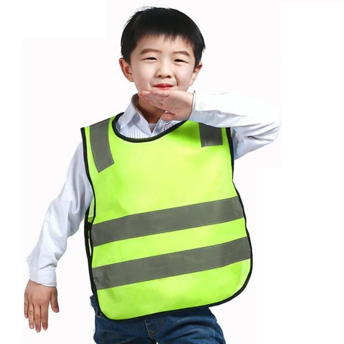 jaune - gilet réfléchissant pour enfants, vestes de travail fluorescentes  avec bandes réfléchissantes