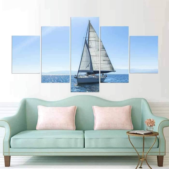 Décoration murale en métal en forme de voilier | Art du fil de fer fait main | Décoration murale maritime en forme de bateau - France