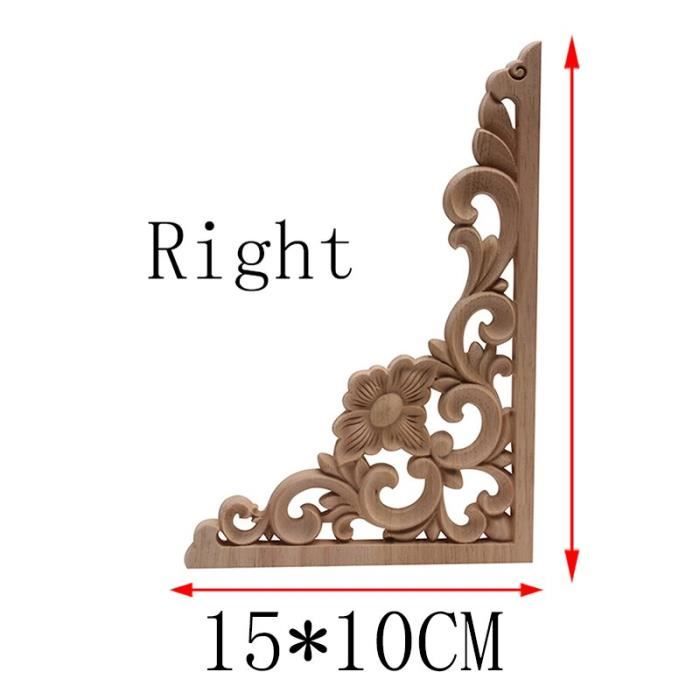 Lot De 4 Appliques Sculptées Style Bois – Décorations Meubles, Portes, Fenêtres (6x6 Cm, Caoutchouc)