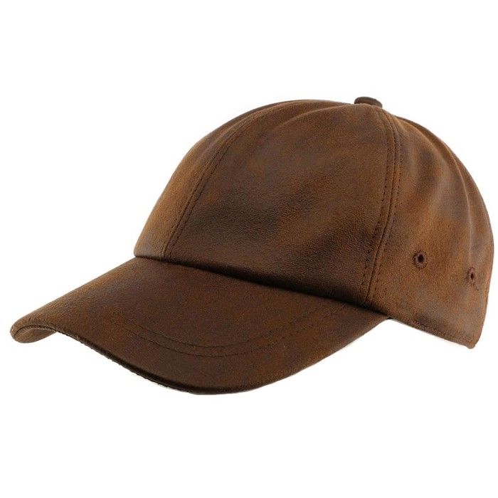 Casquette De Baseball En Cuir Marron - Doublée Laine, Couvre-oreilles, Occasion Bon état