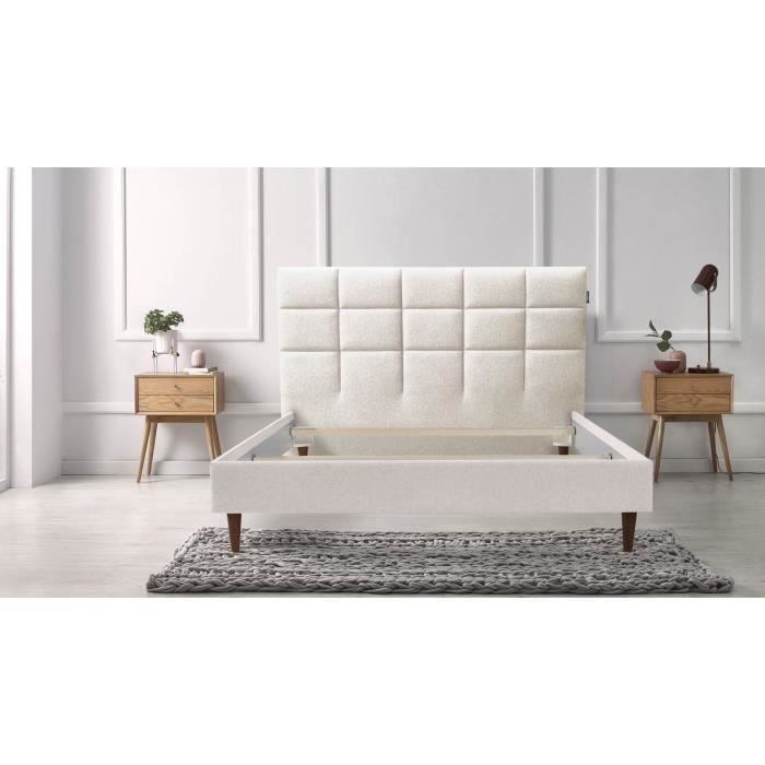 Bobochic Structure De Lit Carre 140 X 190 Cm Beige 140x190 Tete