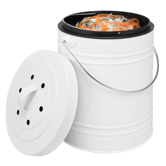 bremermann Seau à compost 5 litres blanc avec filtre à charbon actif